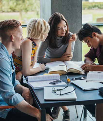 students talking